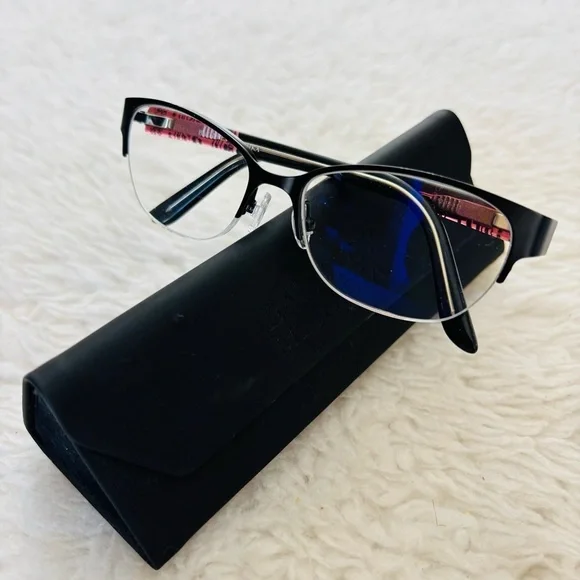 Badgley Mischka Halfrim Eyeglasses Frame Only W/ Case - Picture 7 of 11